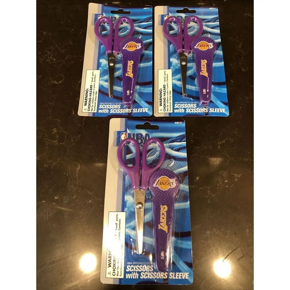Lot‎ Of 3 LA LOS ANGELES LAKERS NBA BASKETBALL SCISSORS & PROTECTIVE SLEEVE CASE